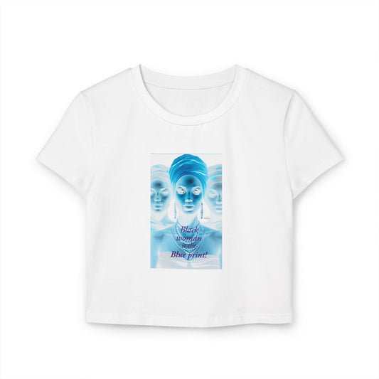 Chic Women's Baby Tee with Artistic Blueprint Design, Trendy Crop Top, Casual Wear, Gift for Her, Fashion Statement Tee