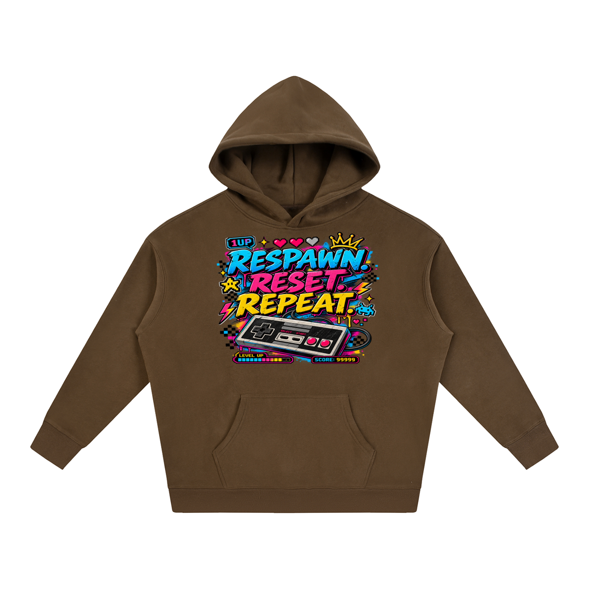 Respawn. Reset. Repeat. Oversize Fleeced Hoodie