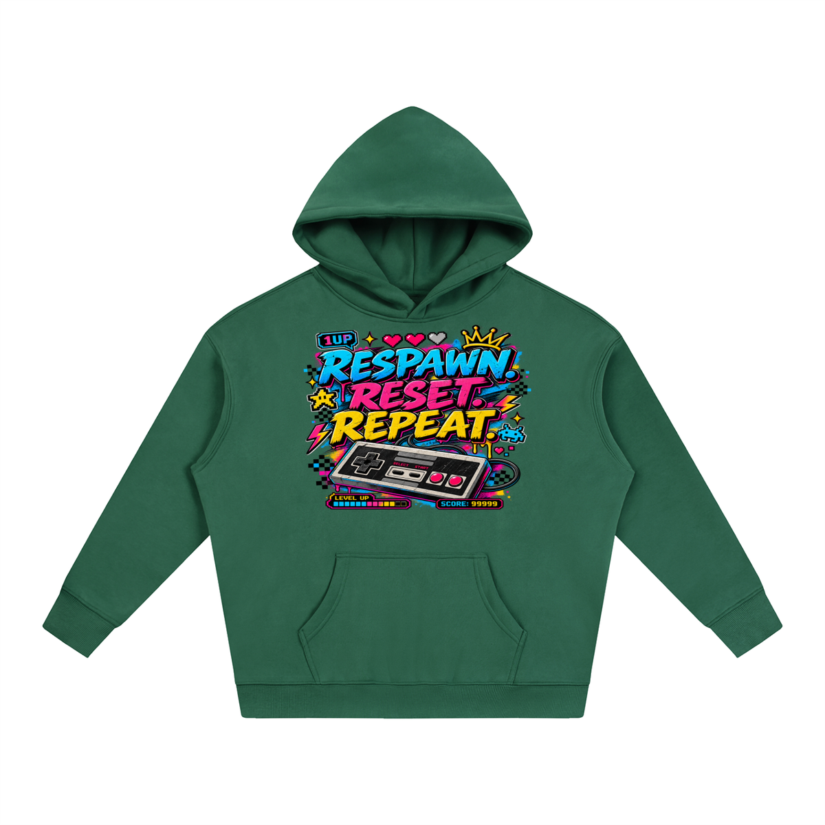 Respawn. Reset. Repeat. Oversize Fleeced Hoodie