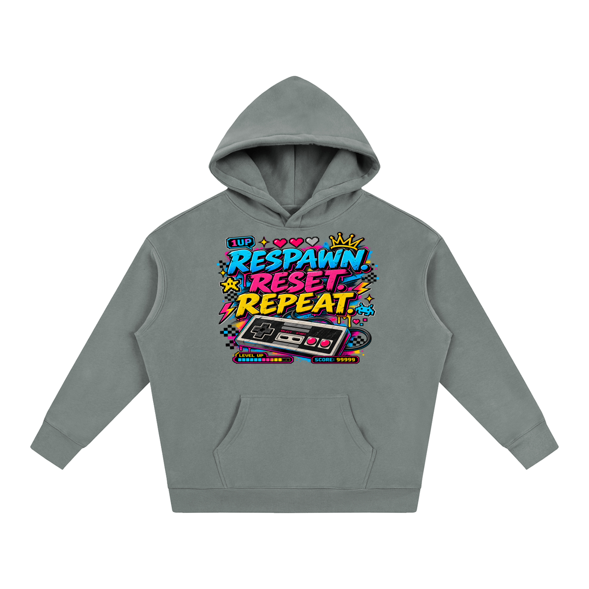 Respawn. Reset. Repeat. Oversize Fleeced Hoodie