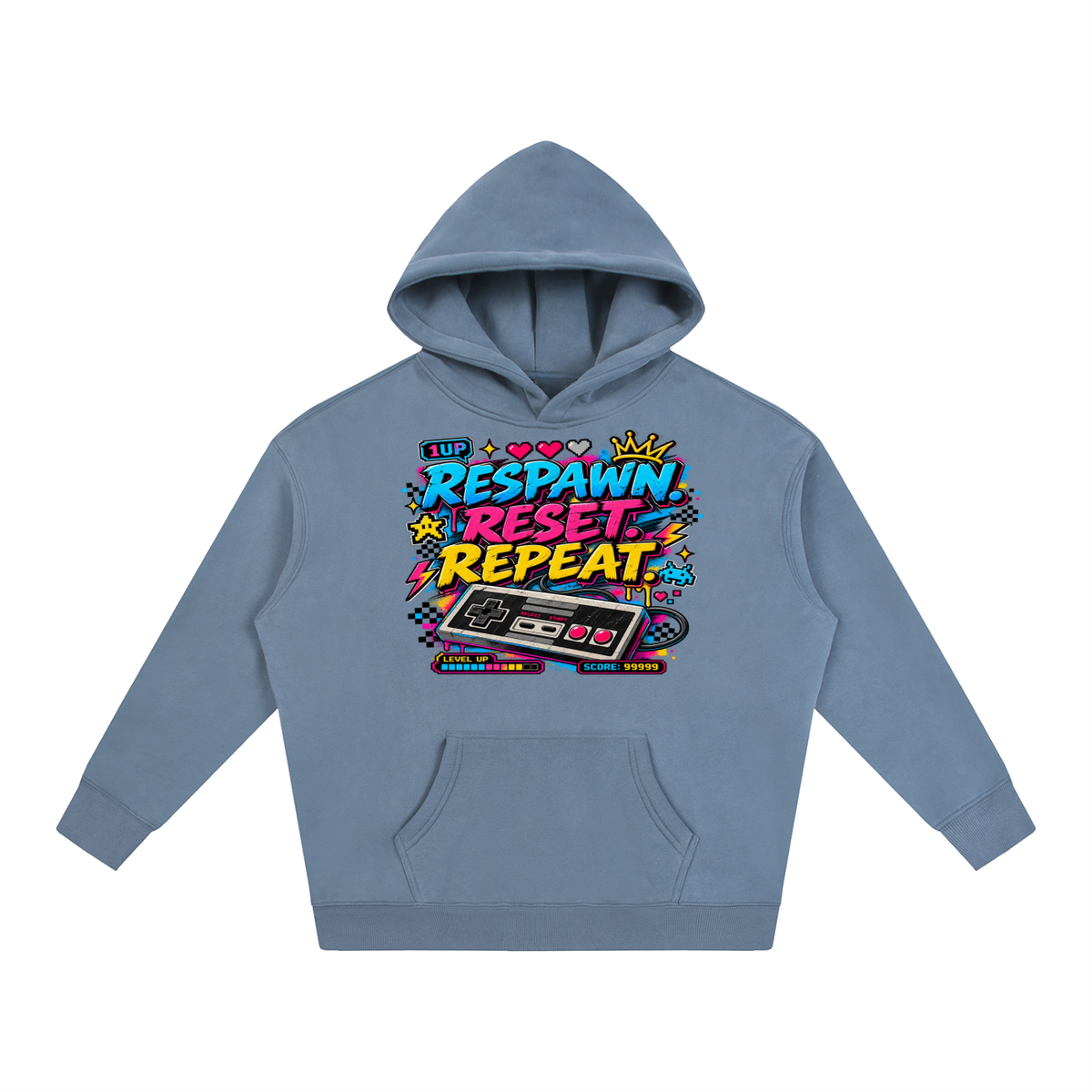 Respawn. Reset. Repeat. Oversize Fleeced Hoodie