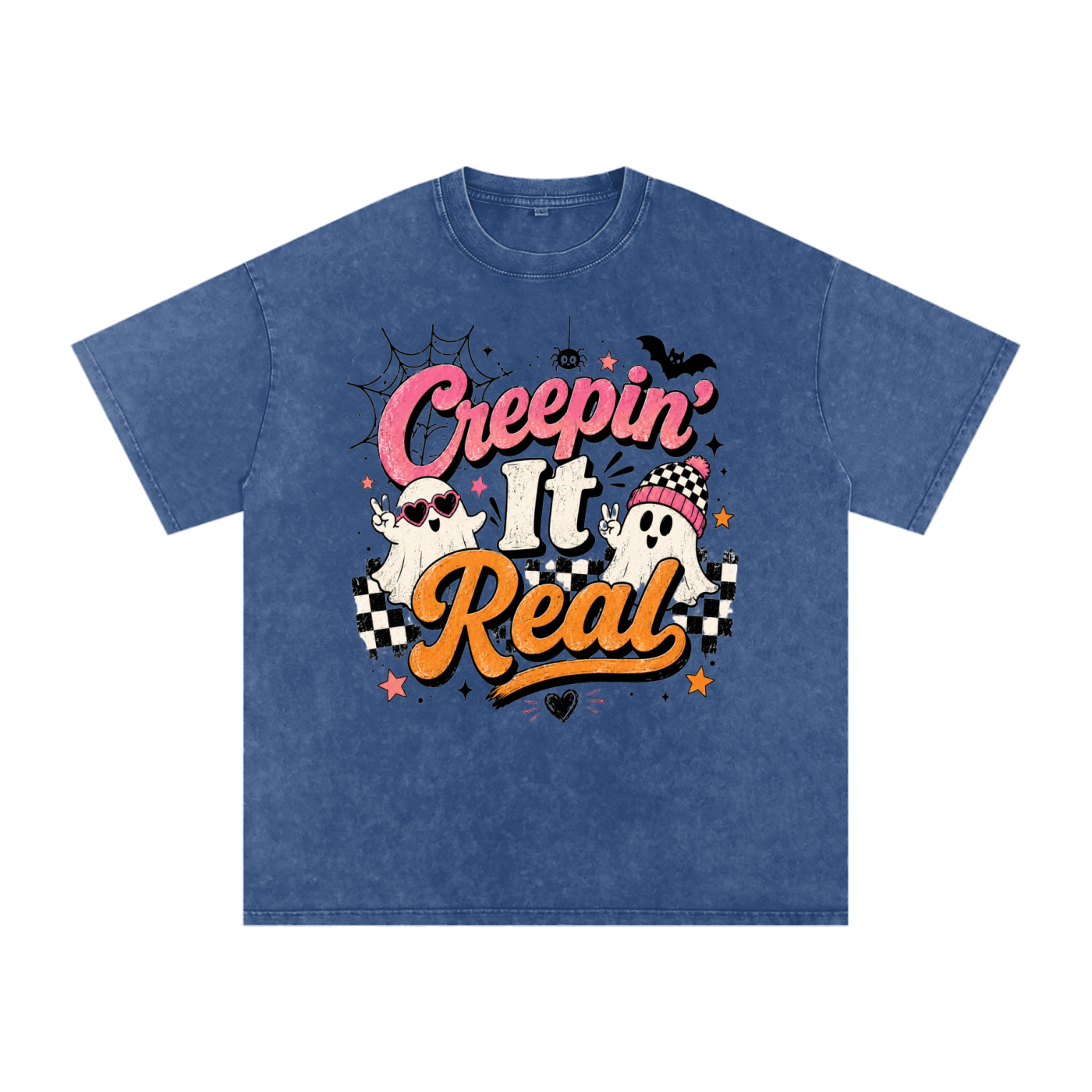 "Creeping" Snow Washed Oversized Cotton T-Shirt