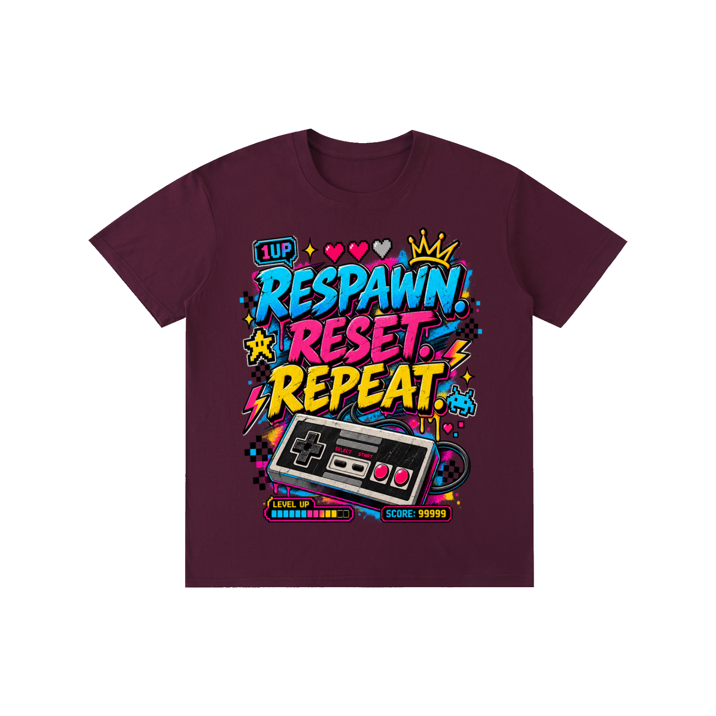 Respawn. Reset. Repeat. Gamer tee
