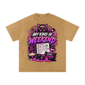 My Type of Wknd Vintage-Wash Oversized Tee