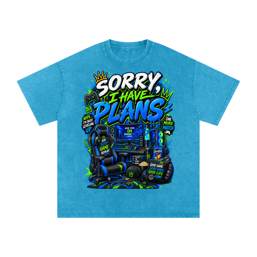 Sorry, I'm gaming Snow-Washed Oversized Tee