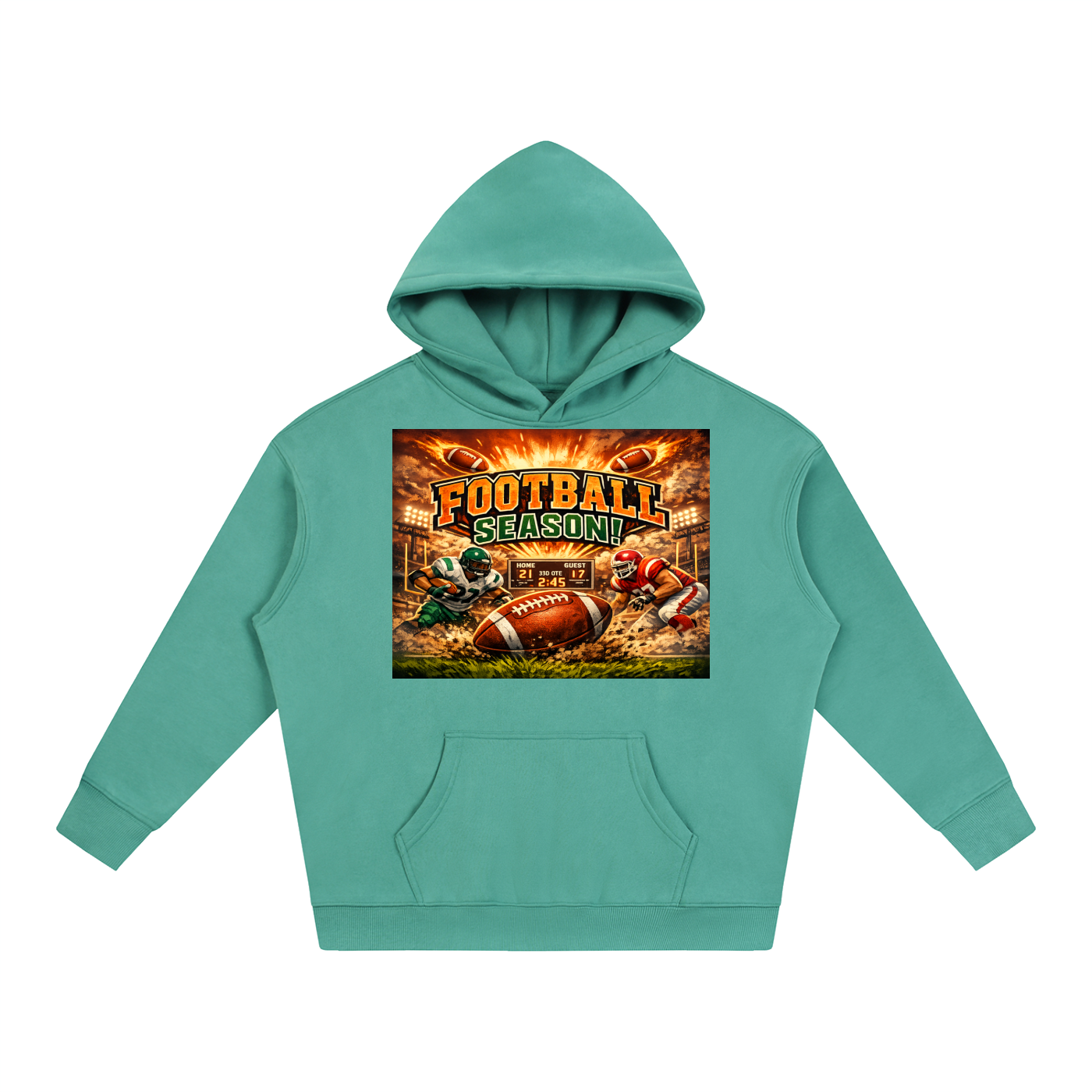 "Football" Oversize Fleeced Hoodie