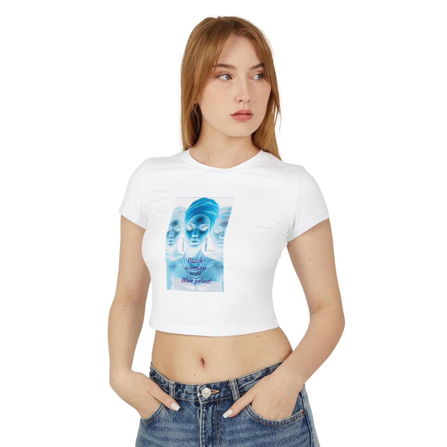 Chic Women's Baby Tee with Artistic Blueprint Design, Trendy Crop Top, Casual Wear, Gift for Her, Fashion Statement Tee