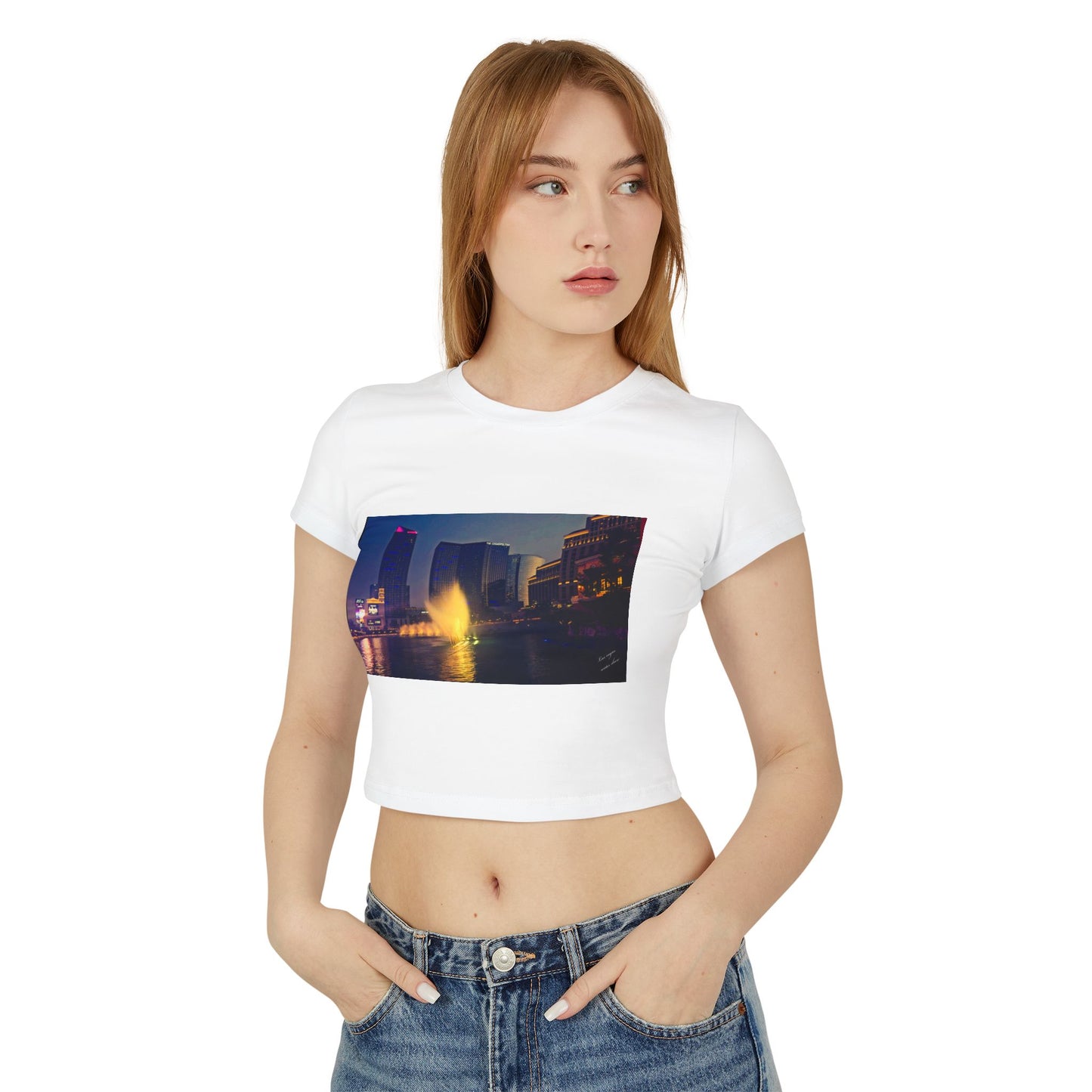 Women's Cityscape Baby Tee, Trendy Crop Top, Urban Lifestyle Tee, Casual Summer Shirt, Gift for Her, Travel-Inspired Fashion