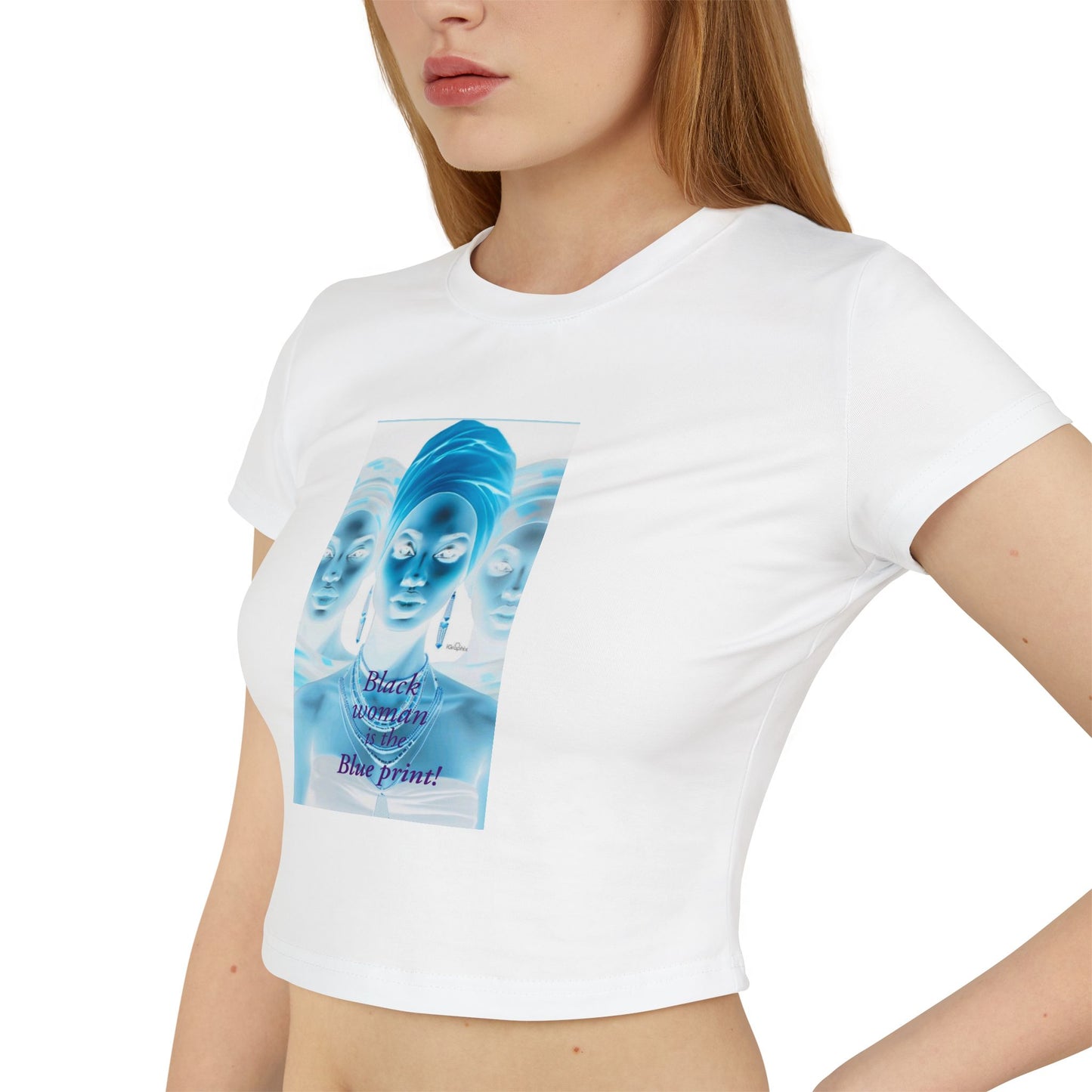 Chic Women's Baby Tee with Artistic Blueprint Design, Trendy Crop Top, Casual Wear, Gift for Her, Fashion Statement Tee