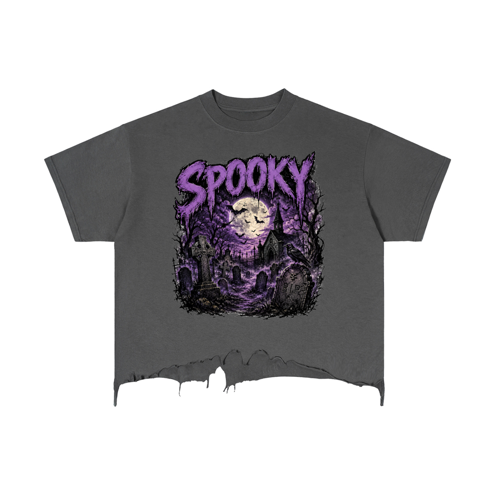 Spooky Distressed Hem T-Shirt