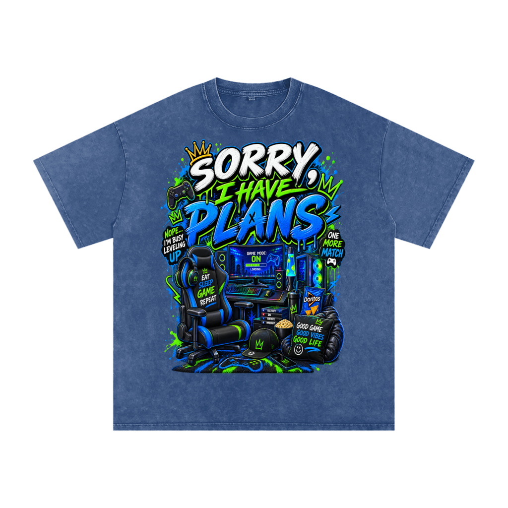Sorry, I'm gaming Snow-Washed Oversized Tee