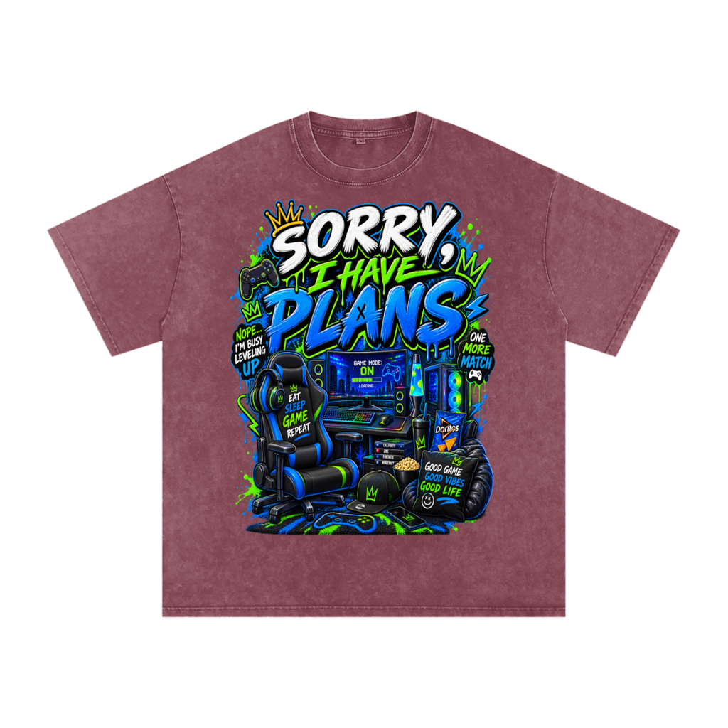 Sorry, I'm gaming Snow-Washed Oversized Tee