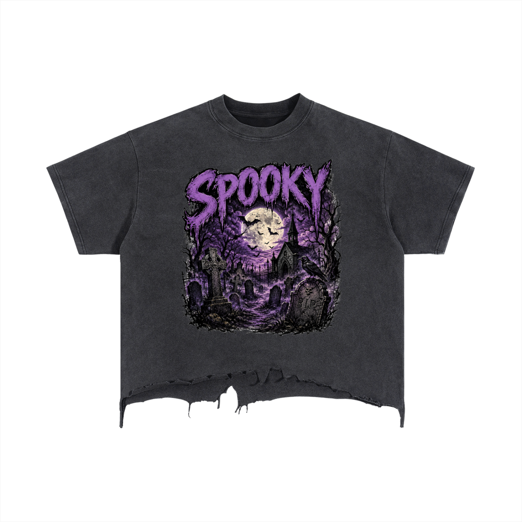 Spooky Distressed Hem T-Shirt