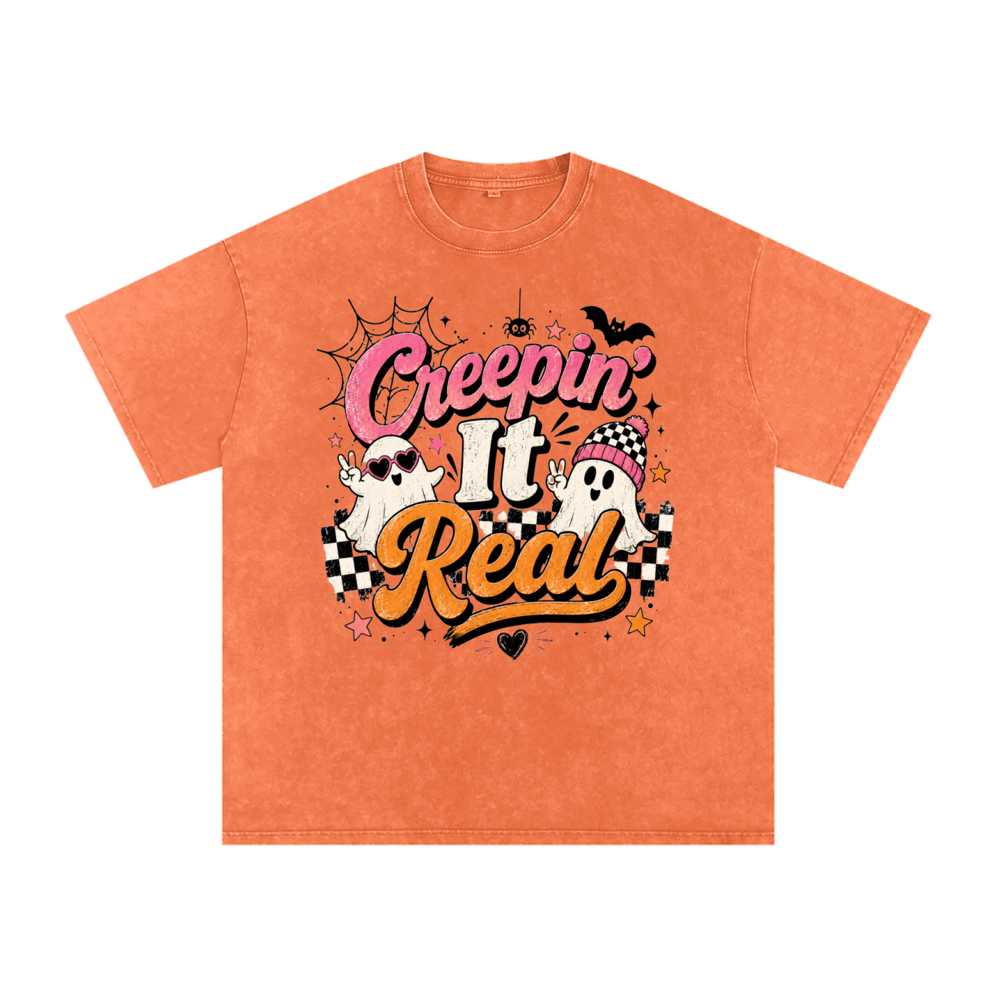 "Creeping" Snow Washed Oversized Cotton T-Shirt