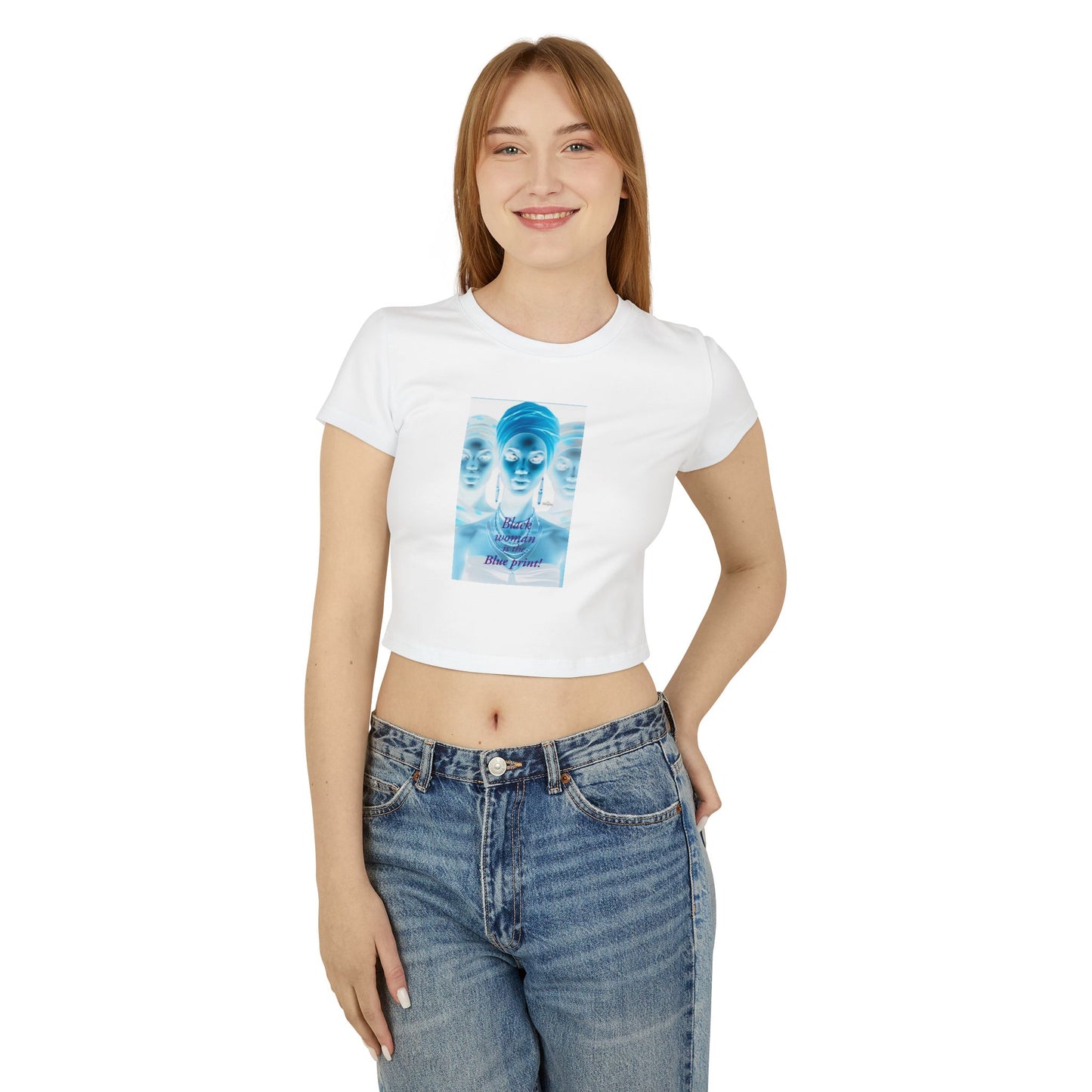 Chic Women's Baby Tee with Artistic Blueprint Design, Trendy Crop Top, Casual Wear, Gift for Her, Fashion Statement Tee