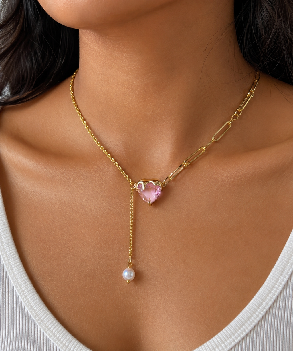 Waterproof Pink Heart Pendant