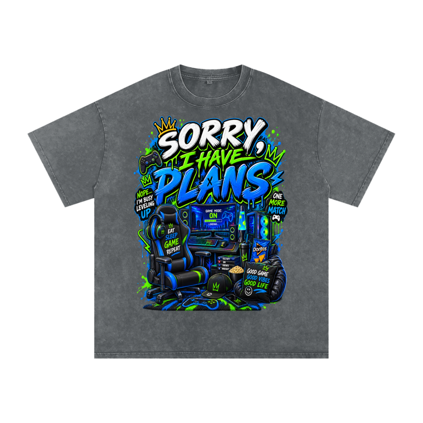 Sorry, I'm gaming Snow-Washed Oversized Tee
