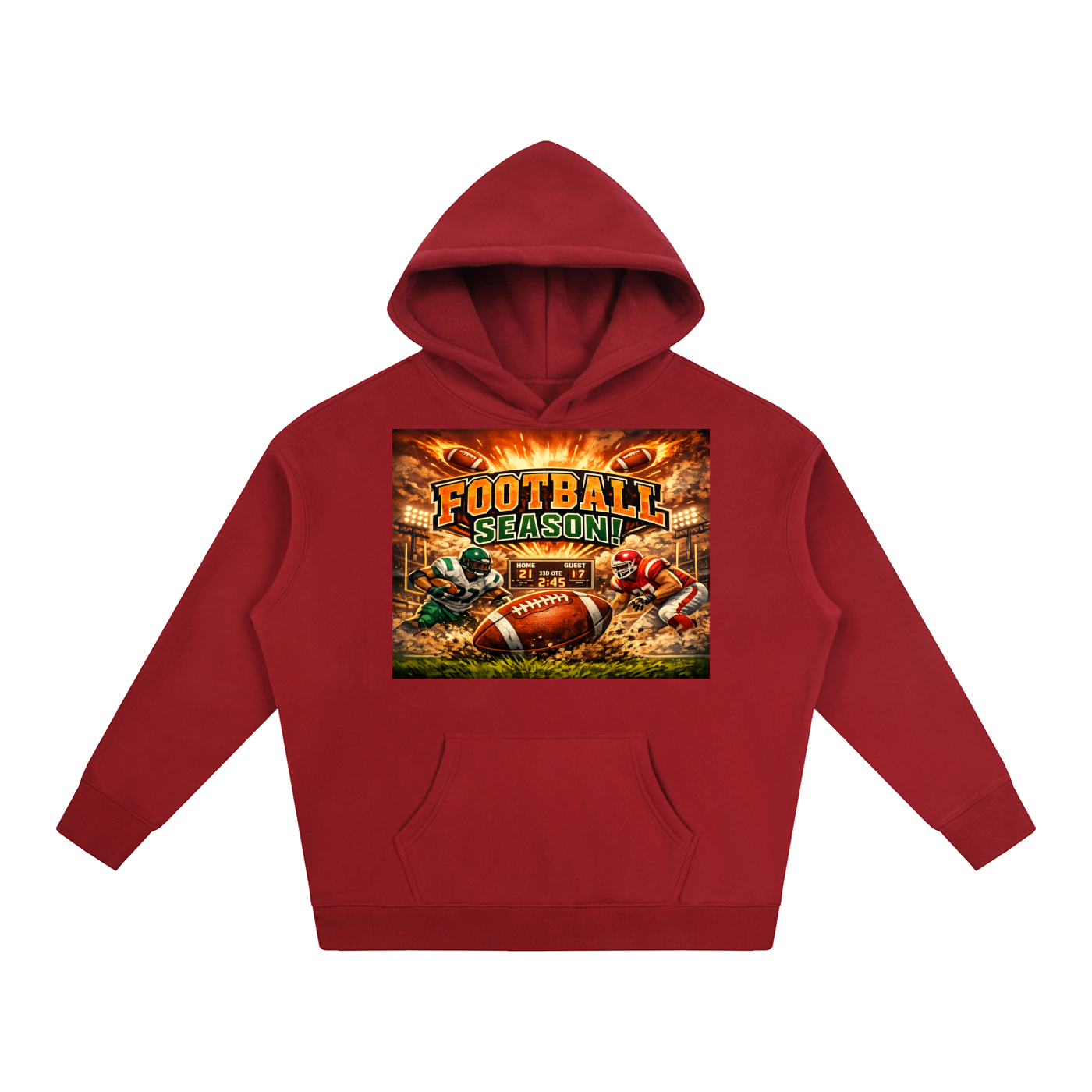 "Football" Oversize Fleeced Hoodie