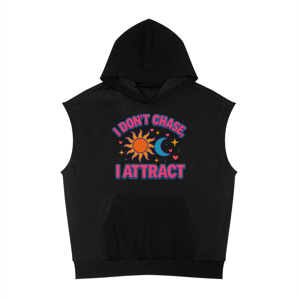 "I Attract" Unisex Panel Mesh Sleeveless Hoodie