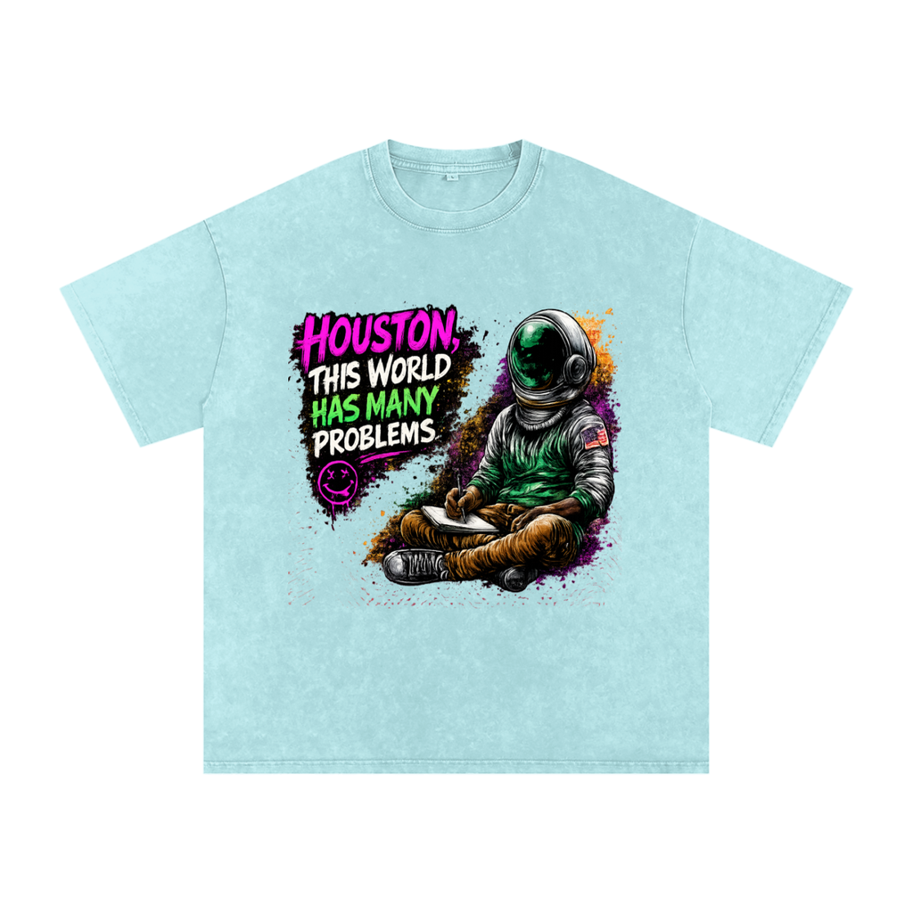 "Space" Snow Washed Oversized Cotton T-Shirt