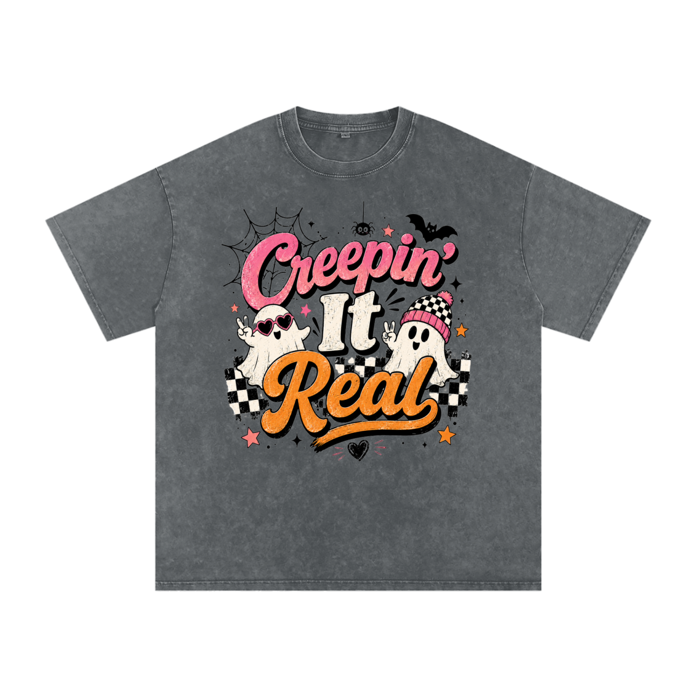"Creeping" Snow Washed Oversized Cotton T-Shirt