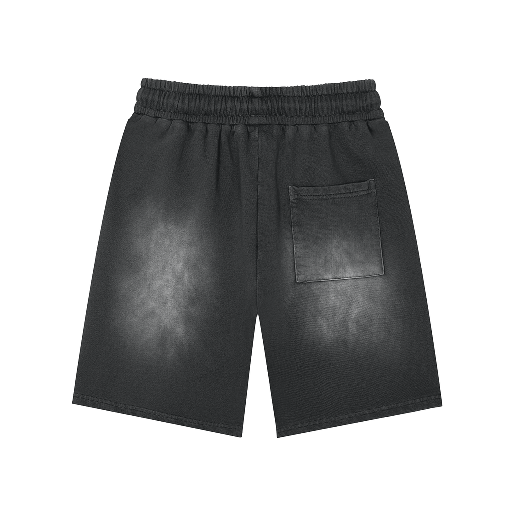 "Vibe Check" Rectangle Patch Monkey Washed Shorts