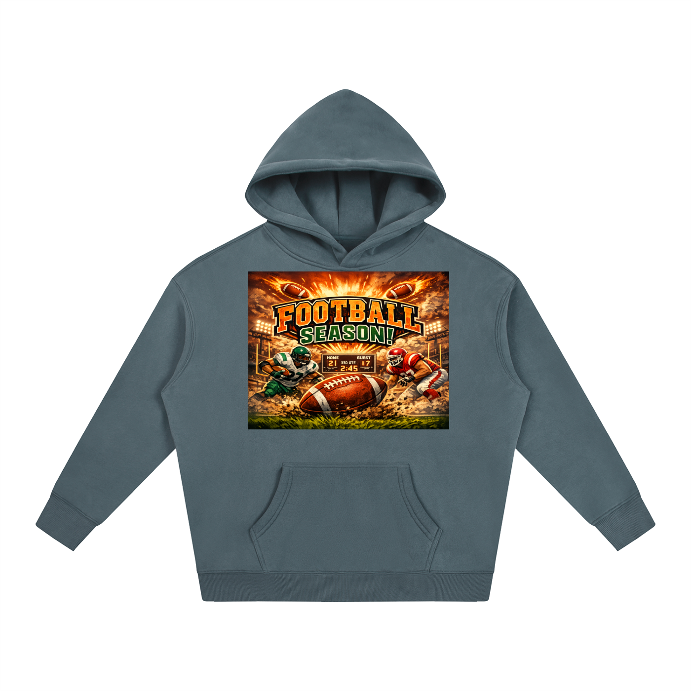"Football" Oversize Fleeced Hoodie
