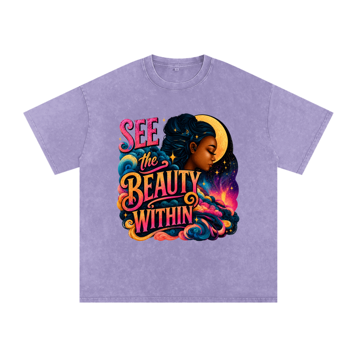 Beauty Within Snow Washed Oversized Tee
