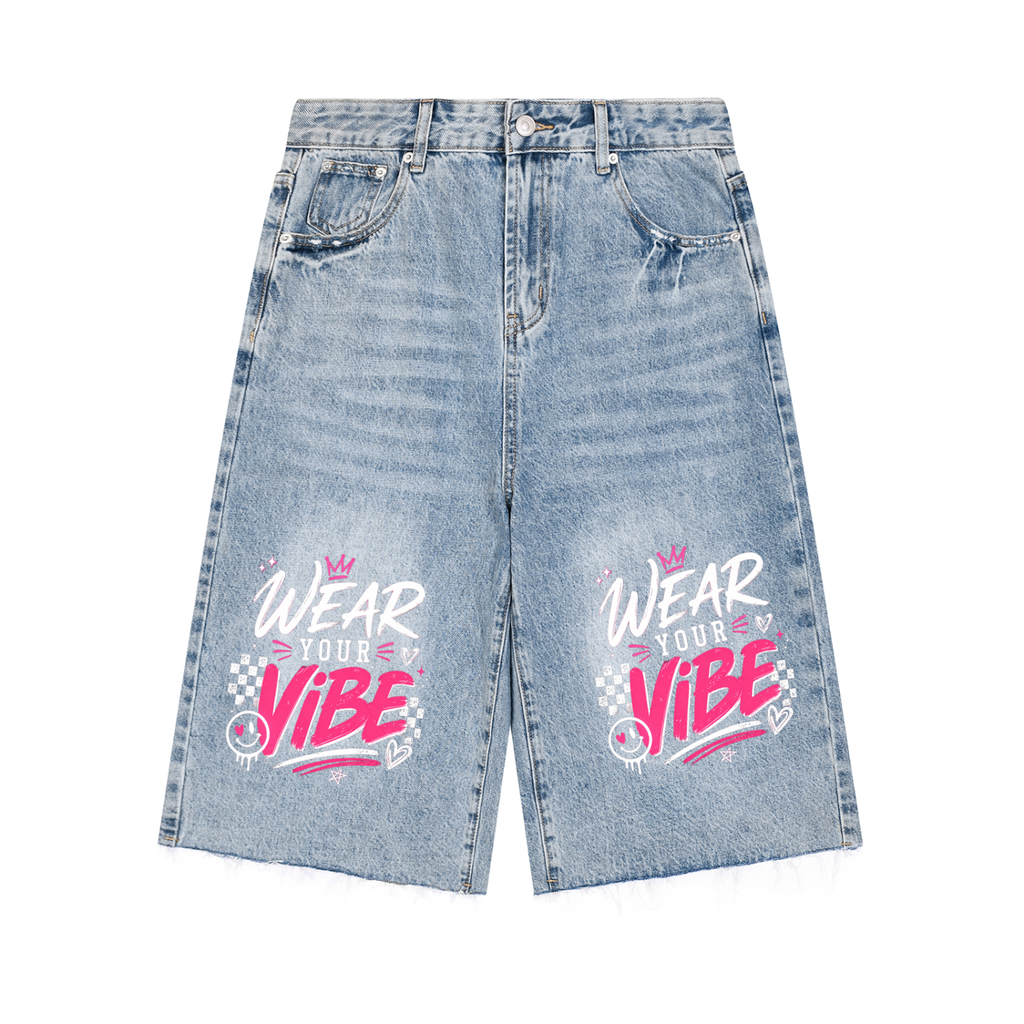 "Vibe Check" Men’s Vintage Wide Leg Denim Shorts