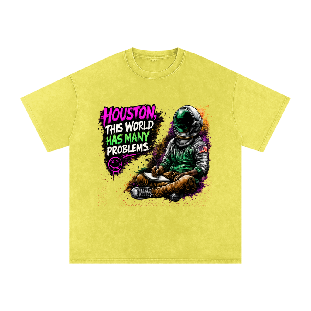 "Space" Snow Washed Oversized Cotton T-Shirt