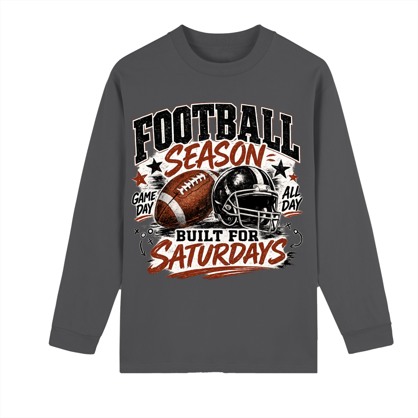 "Football " Crew Neck Drop Shoulder Long Sleeve Shirt