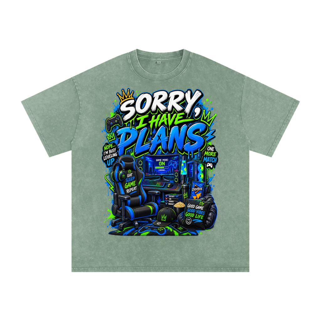 Sorry, I'm gaming Snow-Washed Oversized Tee