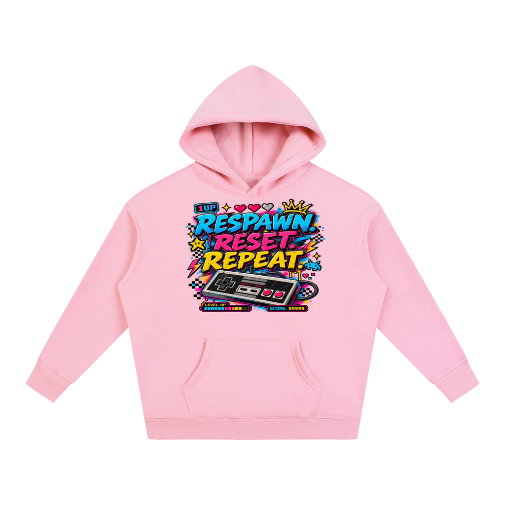 Respawn. Reset. Repeat. Oversize Fleeced Hoodie