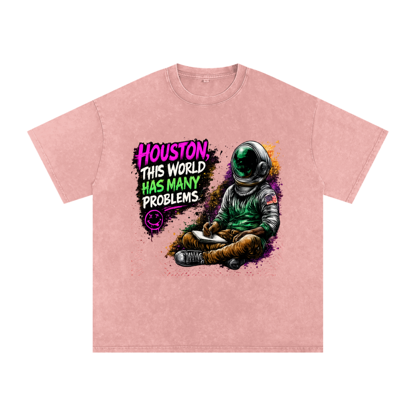 "Space" Snow Washed Oversized Cotton T-Shirt
