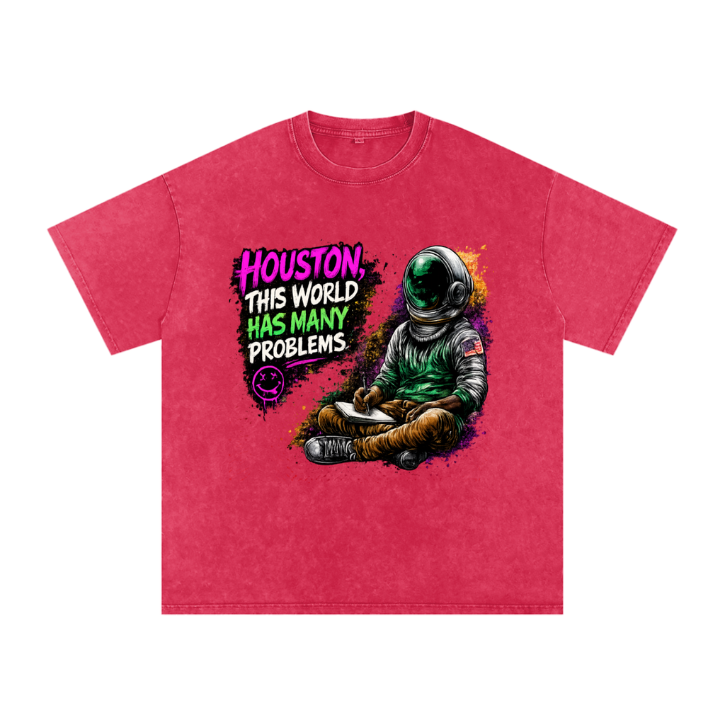 "Space" Snow Washed Oversized Cotton T-Shirt