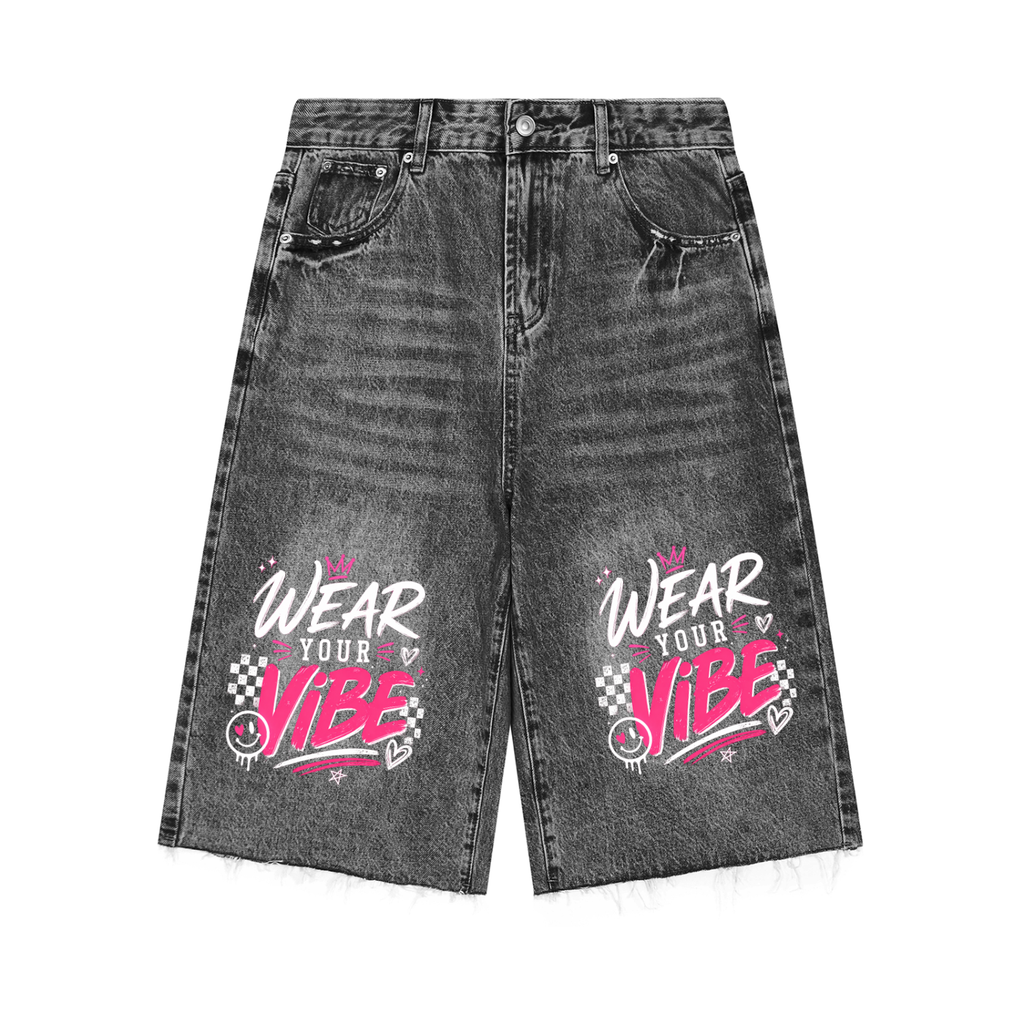 "Vibe Check" Men’s Vintage Wide Leg Denim Shorts