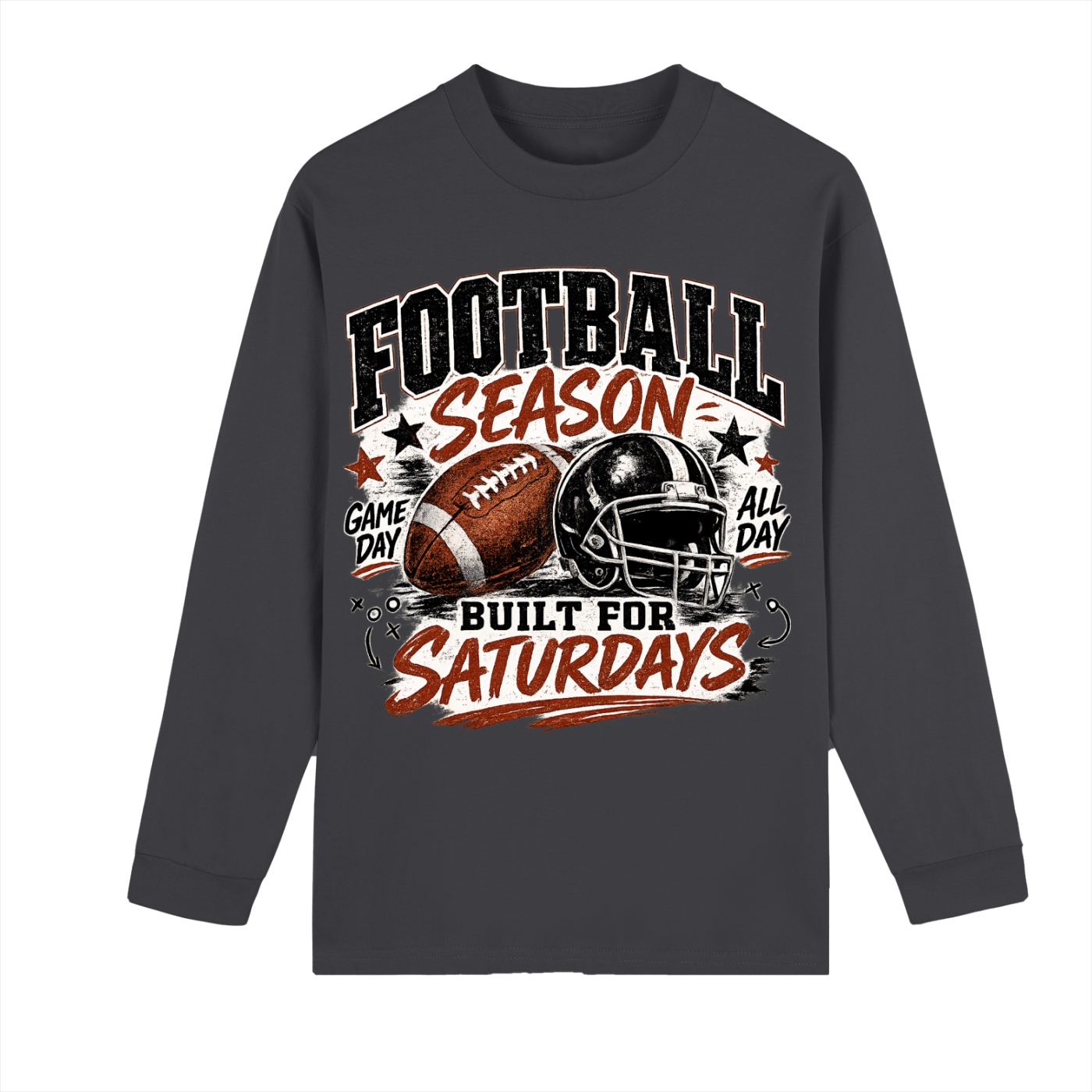 "Football " Crew Neck Drop Shoulder Long Sleeve Shirt