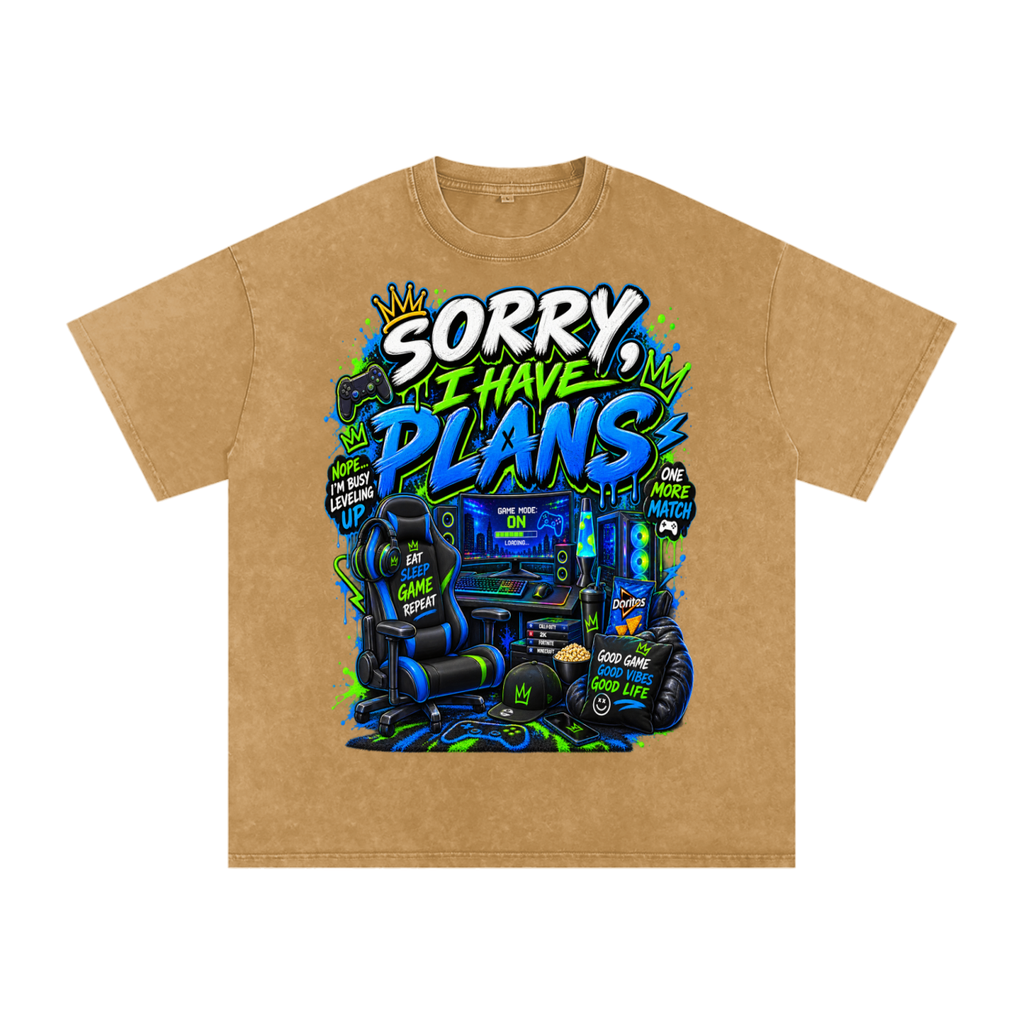 Sorry, I'm gaming Snow-Washed Oversized Tee