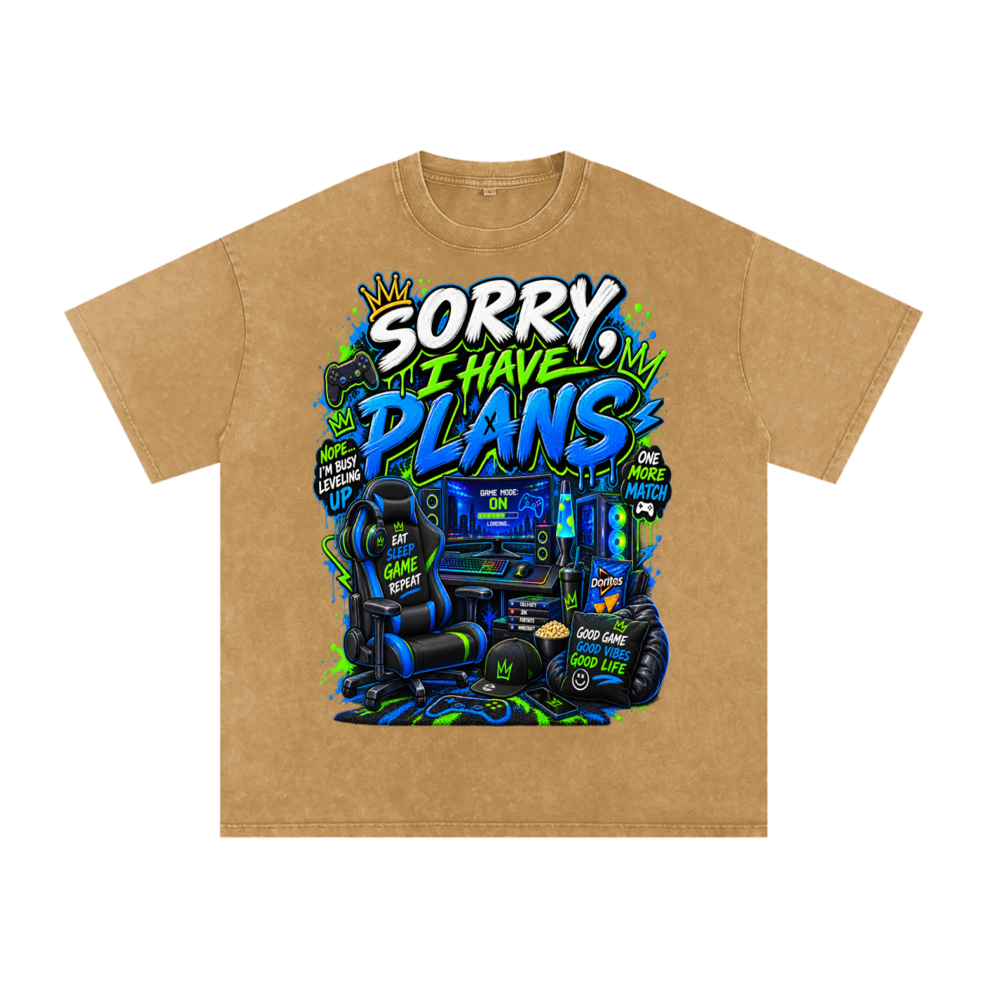 Sorry, I'm gaming Snow-Washed Oversized Tee