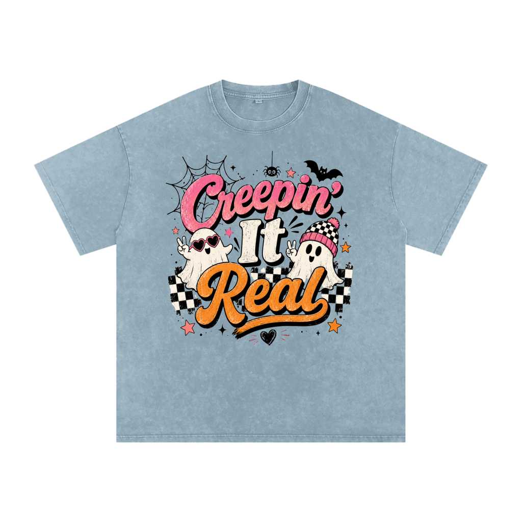 "Creeping" Snow Washed Oversized Cotton T-Shirt