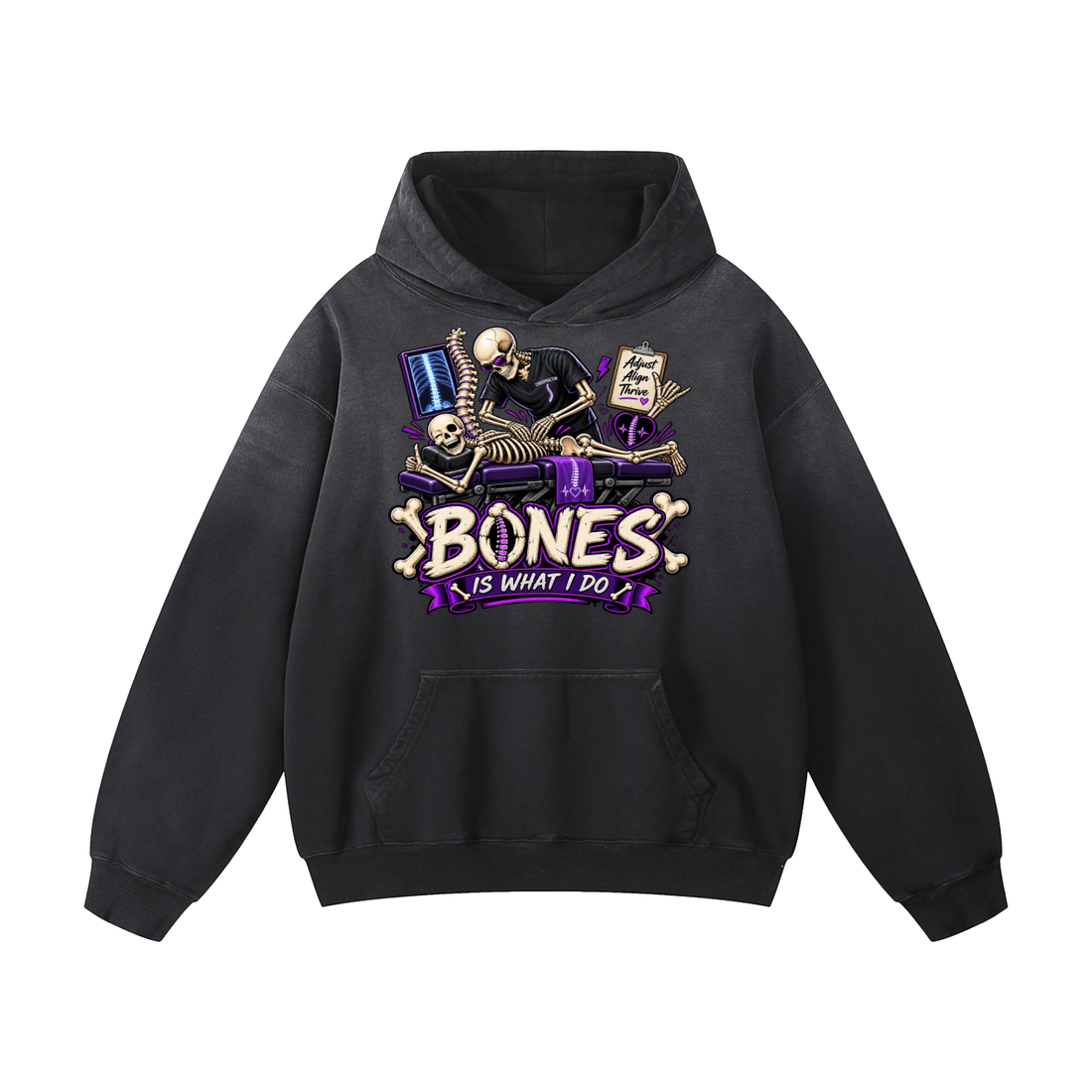 Skeleton Vibes Oversized Hoodie - Bold Streetwear Design featuring skeleton graphic and casual style.