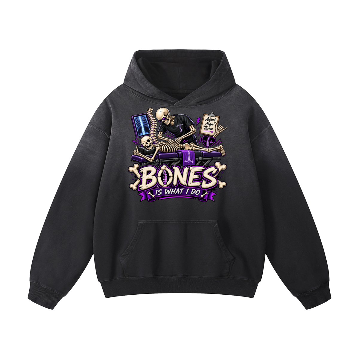 Skeleton Vibes Oversized Hoodie - Bold Streetwear Design featuring skeleton graphic and casual style.