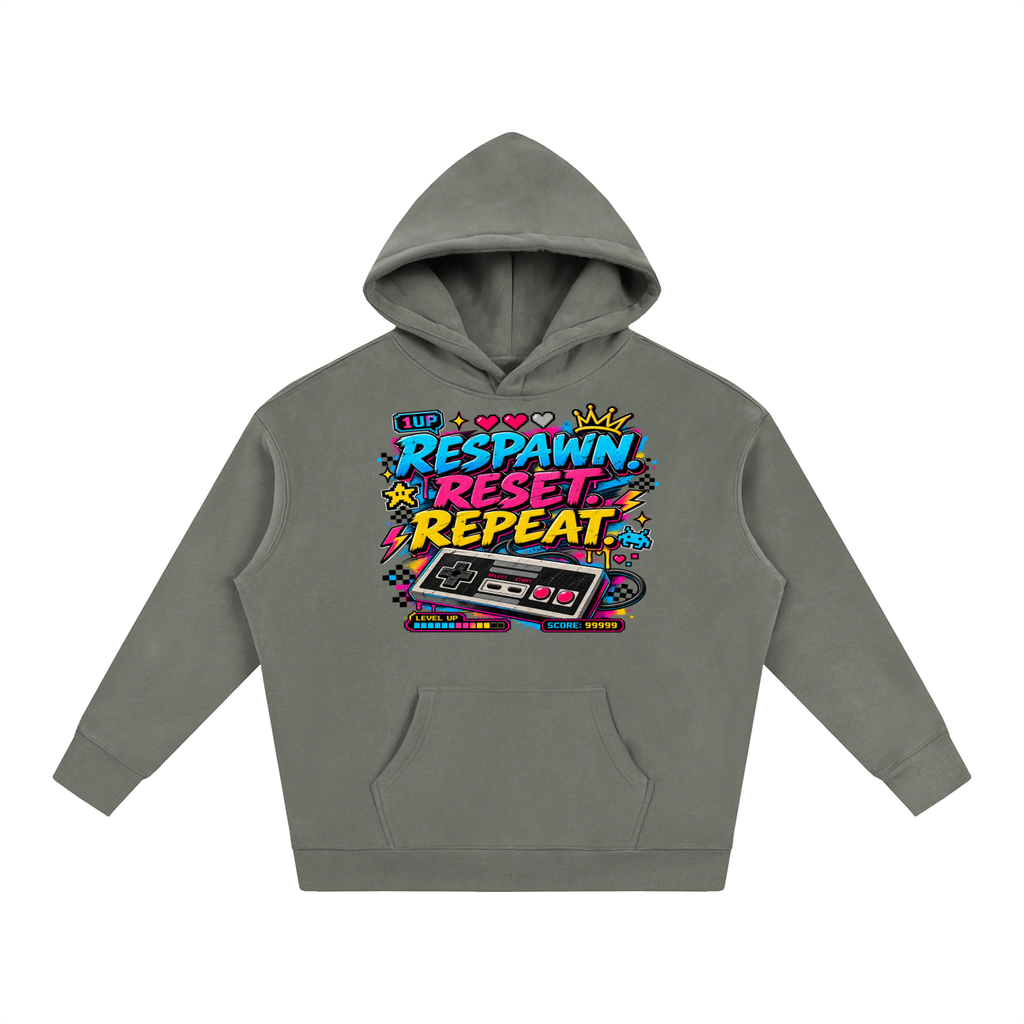 Respawn. Reset. Repeat. Oversize Fleeced Hoodie