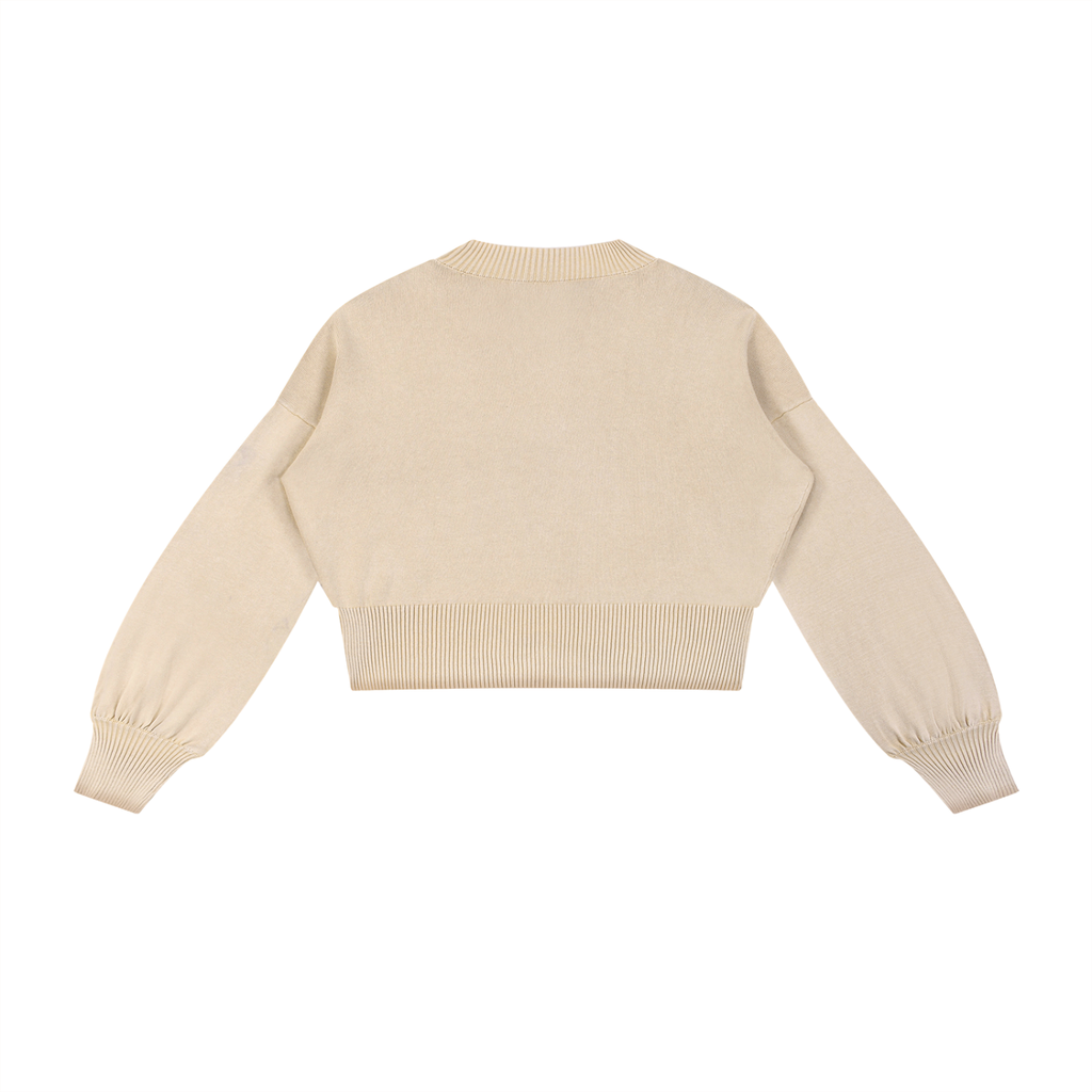 "Independent" Mineral Wash Balloon Sleeve Cropped Sweater