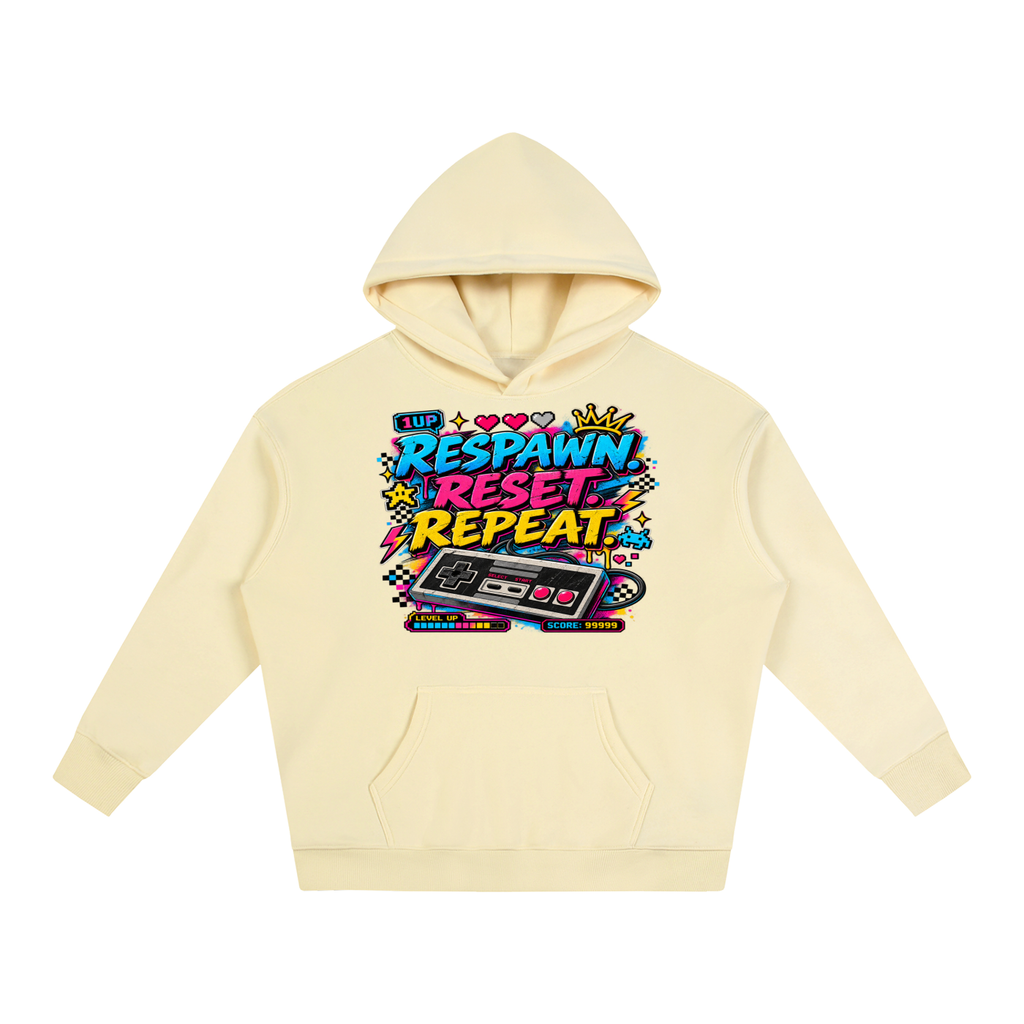 Respawn. Reset. Repeat. Oversize Fleeced Hoodie