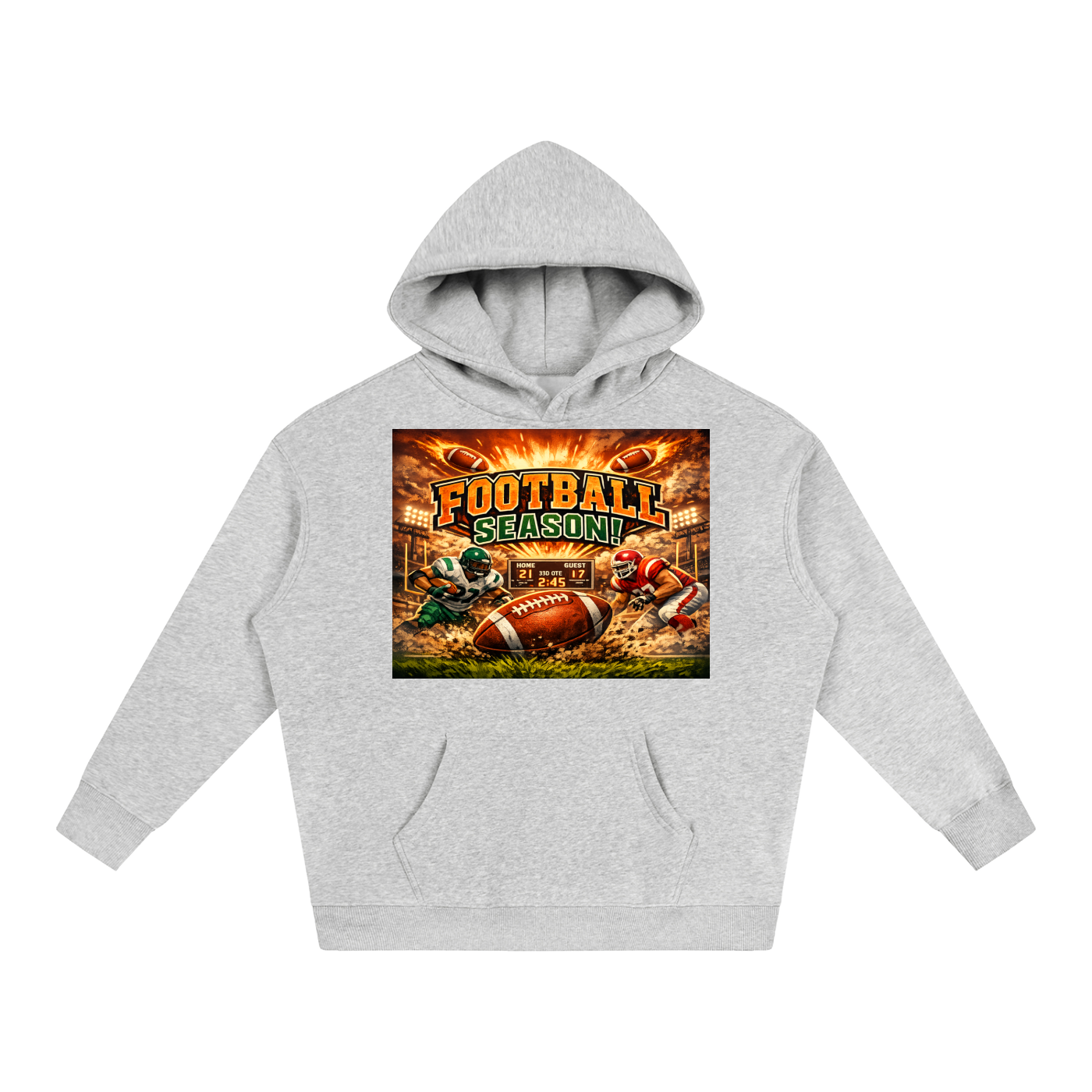"Football" Oversize Fleeced Hoodie