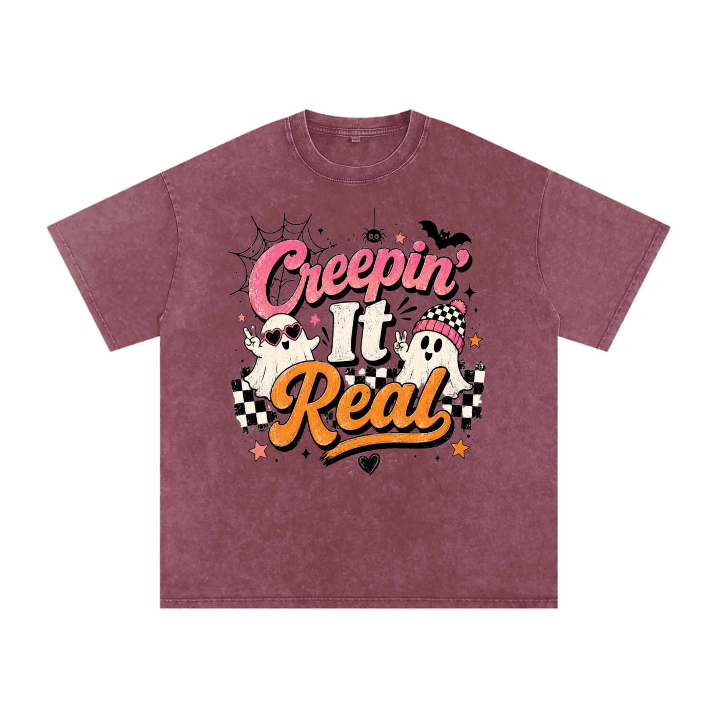 "Creeping" Snow Washed Oversized Cotton T-Shirt