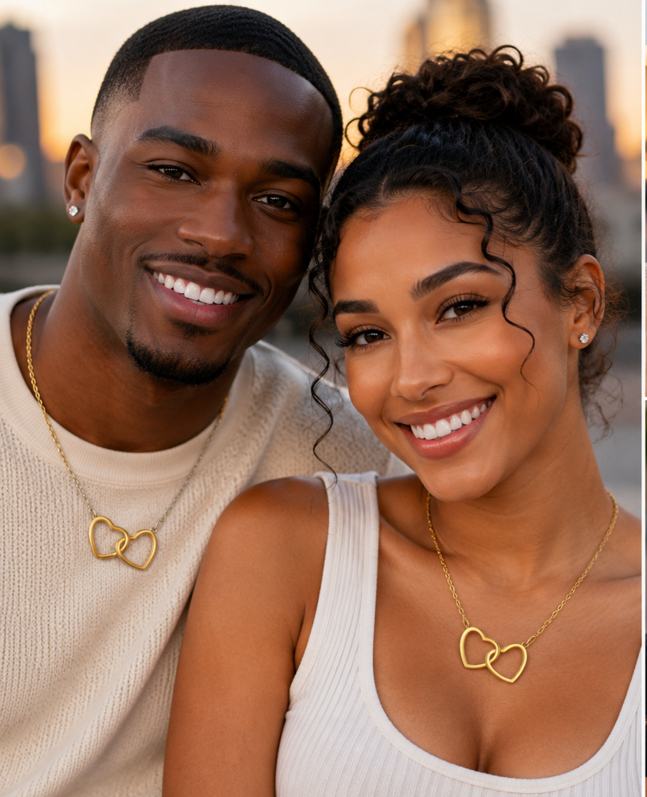 Double Heart Pendant (Waterproof 18K Gold Plated)
