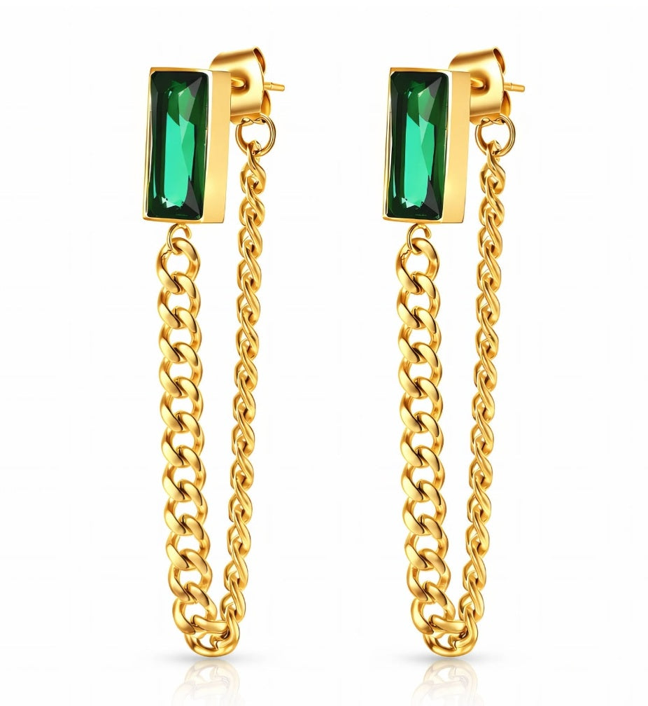 Waterproof Green Emerald Fashion Jewelry set (18K Gold Plated)