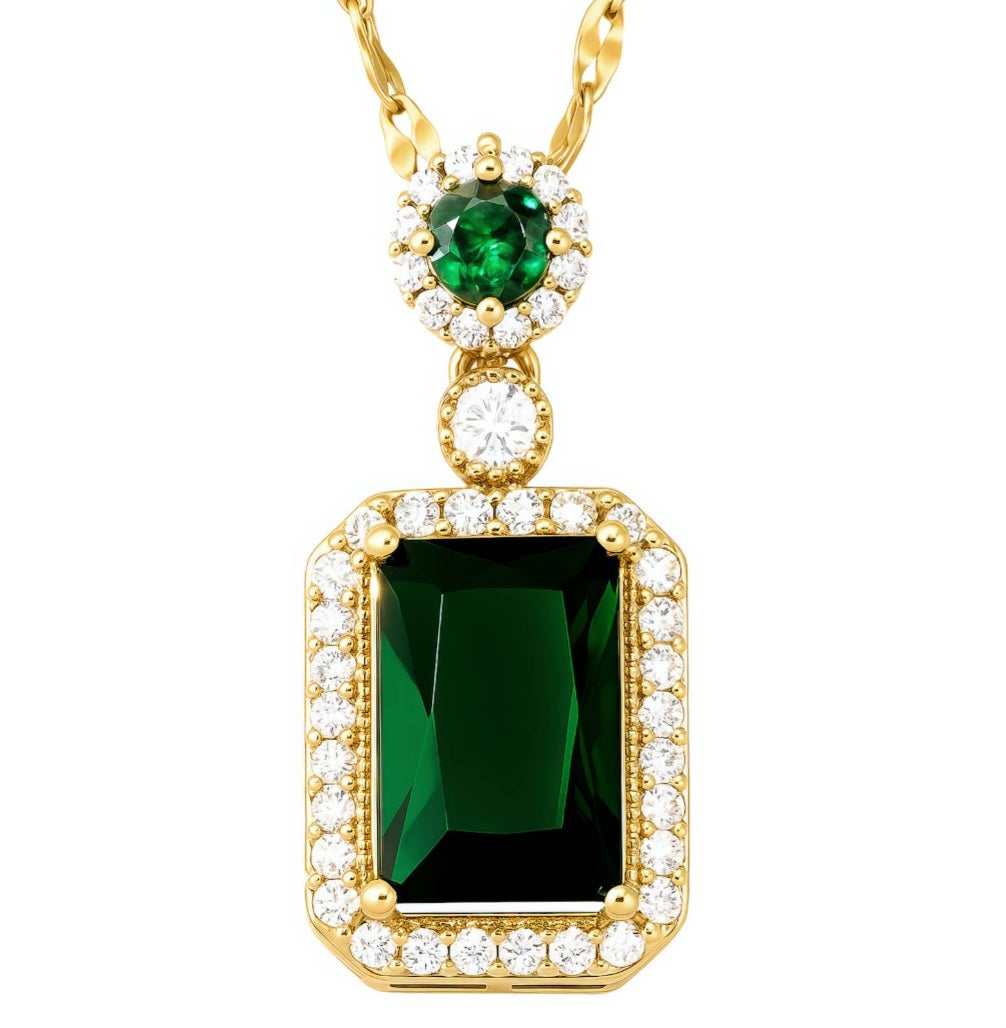 Waterproof Green Emerald Fashion Jewelry set (18K Gold Plated)